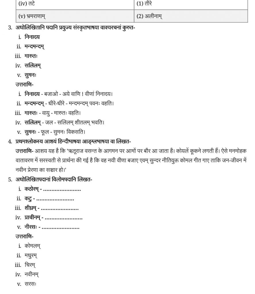 NCERT Solutions Class 9 Sanskrit Shemushi Bharti Basantgeeti