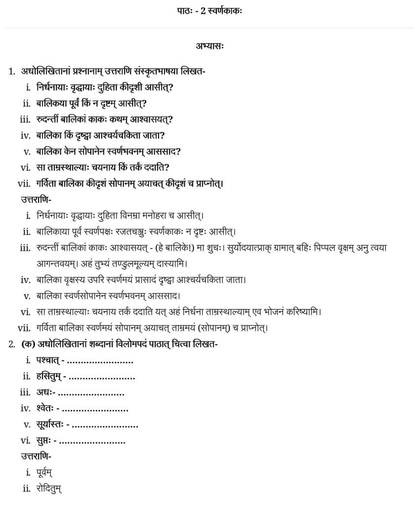 NCERT Solutions Class 9 Sanskrit Shemushi Swarnkak