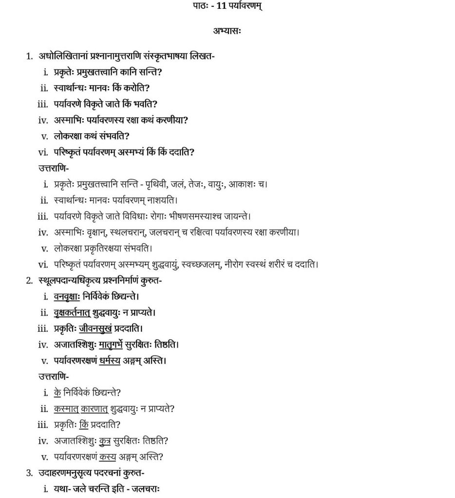 NCERT Solutions Class 9 Sanskrit Shemushi Paryavarnam