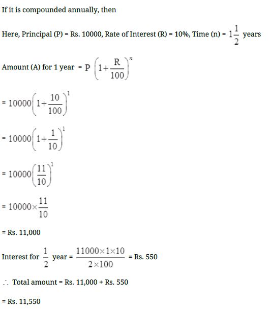 Find the amount and the compound interest on Rs.10,000 for 11⁄2 years at 10% per annum
