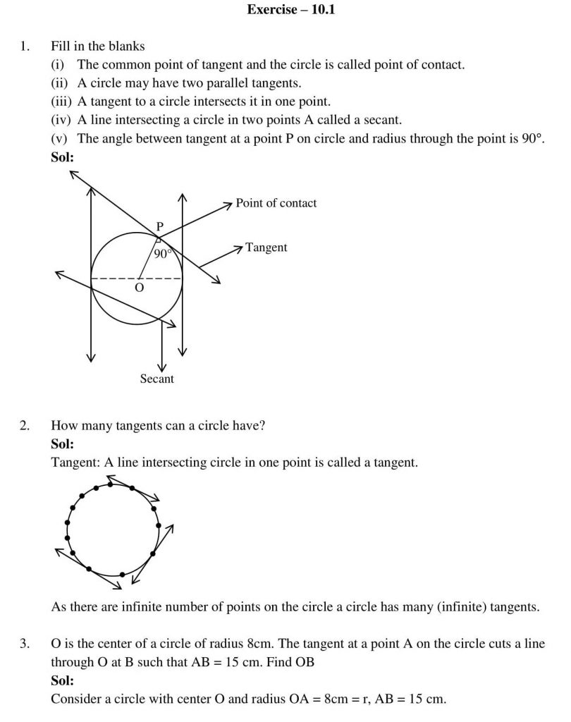 NCERT Solutions Class 10 Mathematics RD Sharma Circles