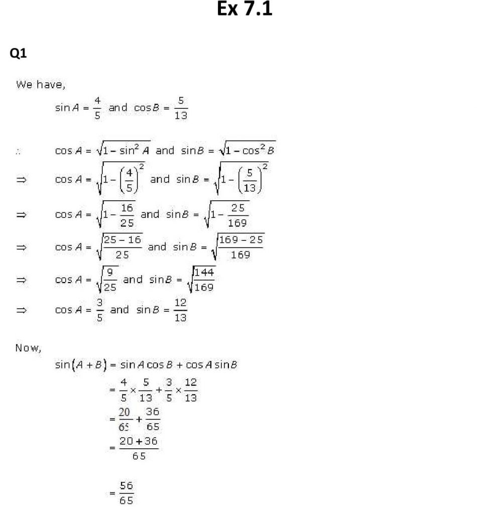 NCERT Solutions Class 11 Mathematics RD Sharma Trigonometric Ratios of Compound Angles