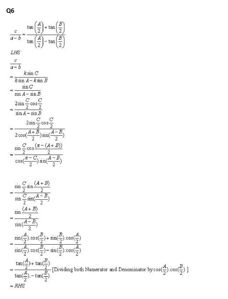 NCERT Solutions Class 11 Mathematics RD Sharma Sine and Cosine Formulae and Their Applications