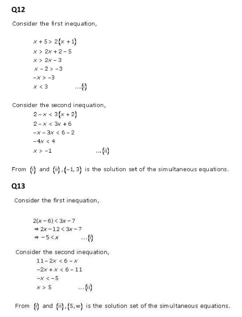 NCERT Solutions Class 11 Mathematics RD Sharma Linear Inequations