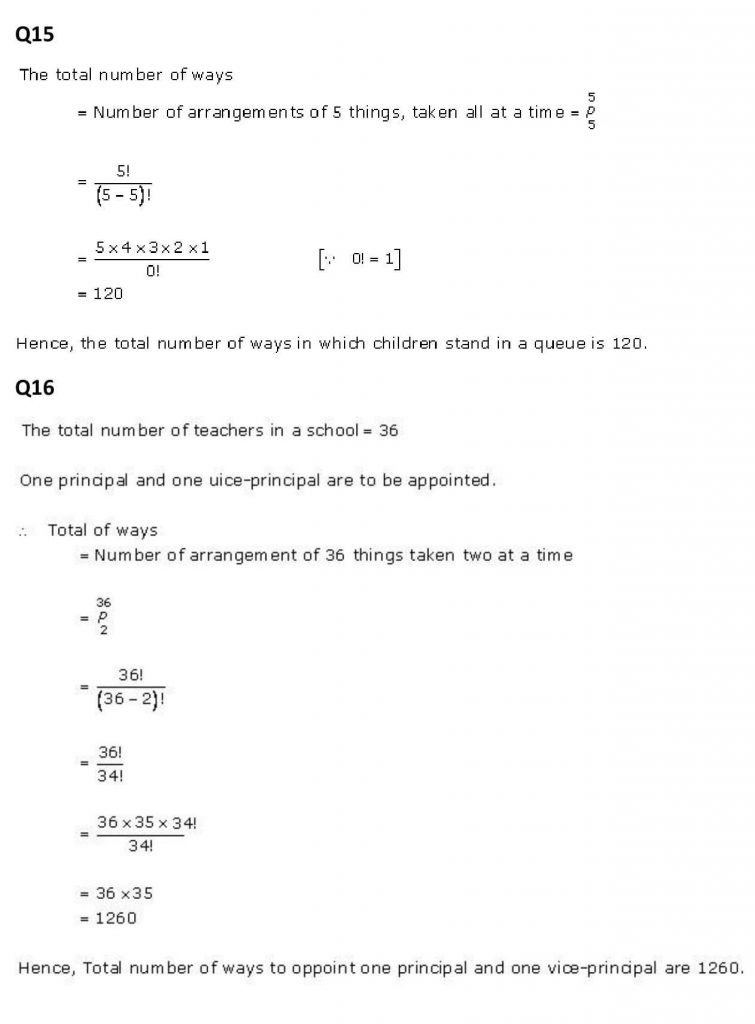 NCERT Solutions Class 11 Mathematics RD Sharma Permutations