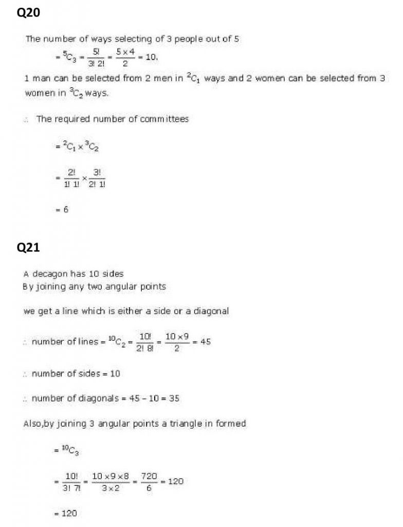NCERT Solutions Class 11 Mathematics RD Sharma Combinations-