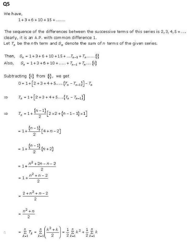 NCERT Solutions Class 11 Mathematics RD Sharma Some Special Series-