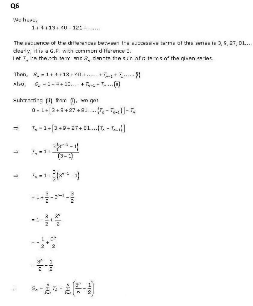 NCERT Solutions Class 11 Mathematics RD Sharma Some Special Series-