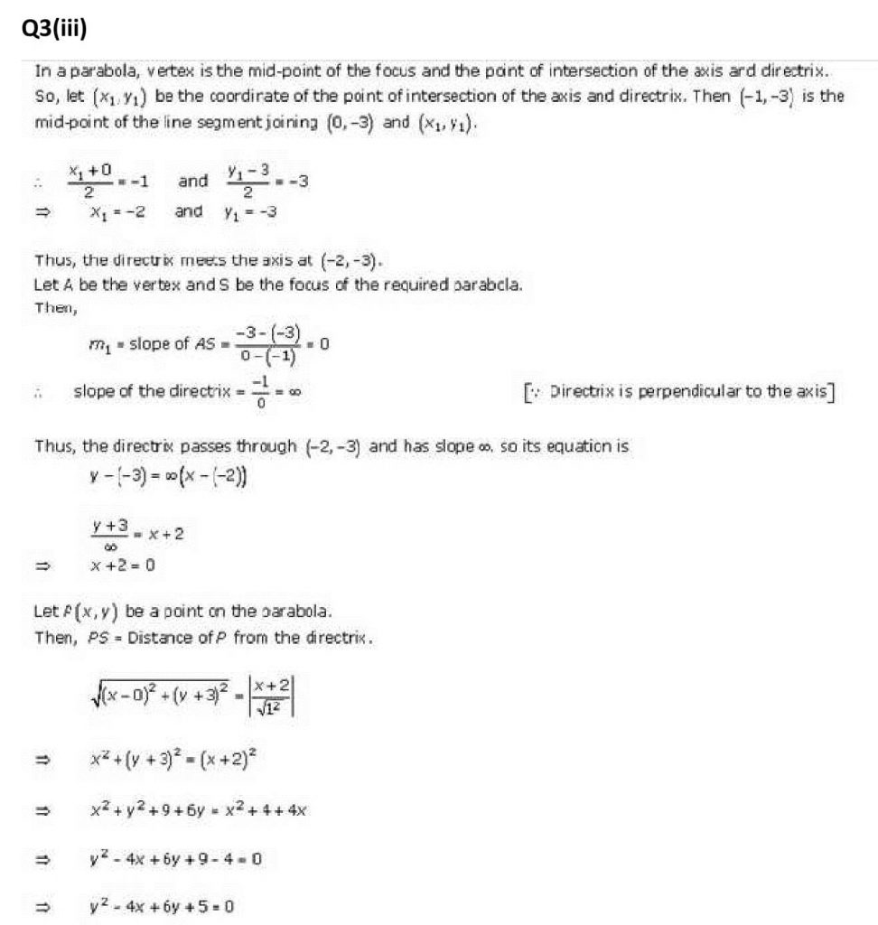 NCERT Solutions Class 11 Mathematics RD Sharma Parabola-