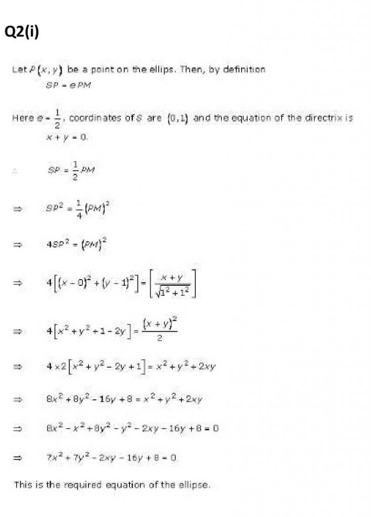 NCERT Solutions Class 11 Mathematics RD Sharma Ellipse-