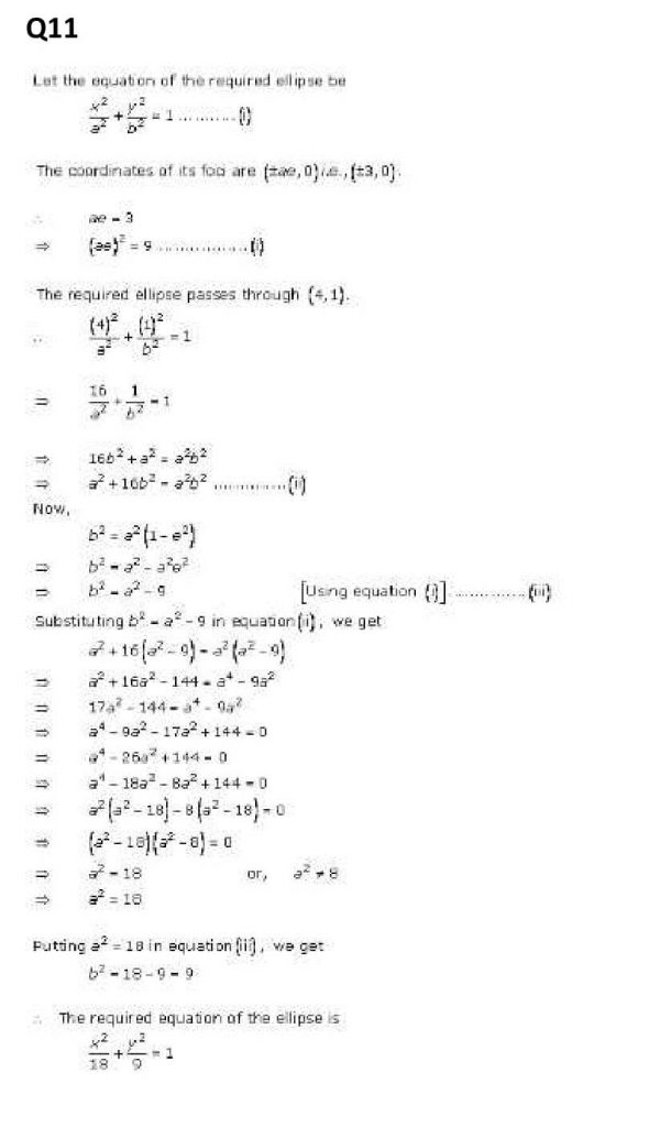 NCERT Solutions Class 11 Mathematics RD Sharma Ellipse-