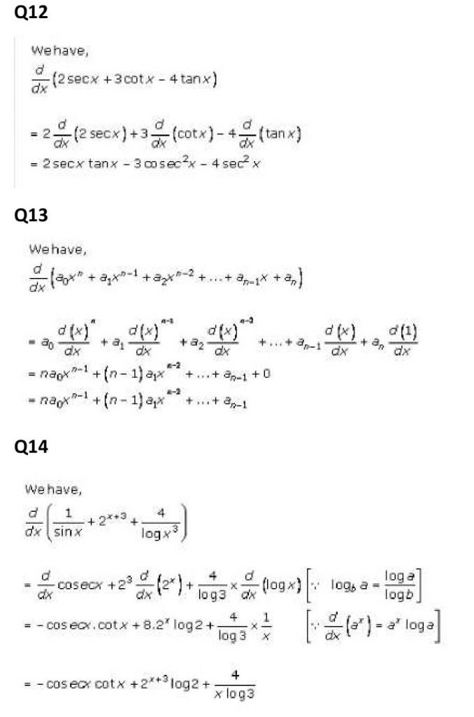 NCERT Solutions Class 11 Mathematics RD Sharma Derivatives-