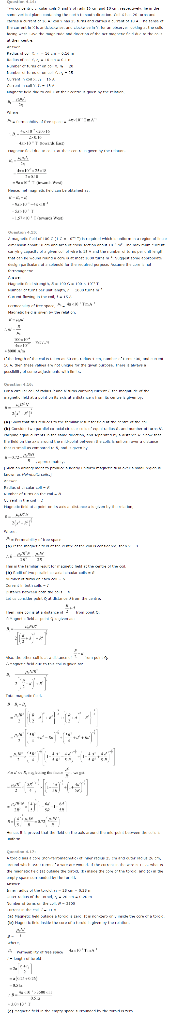 NCERT Solutions Class 12 Physics Chapter 4 Moving Charges and Magnetism 1