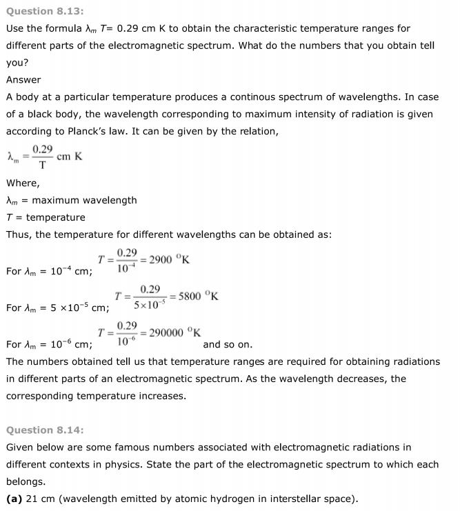 NCERT Solutions Class 12 Physics Chapter 8 Electromagnetic Waves 13