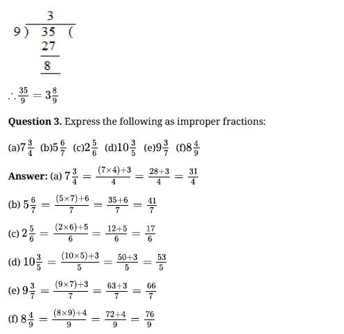 NCERT Solutions Class 6 Mathematics Fractions