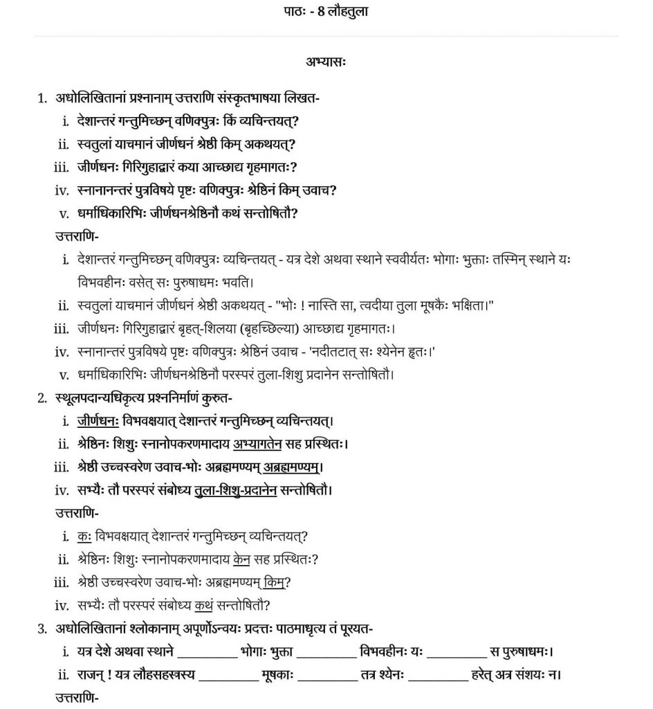 NCERT Solutions Class 9 Sanskrit Shemushi Lohtula