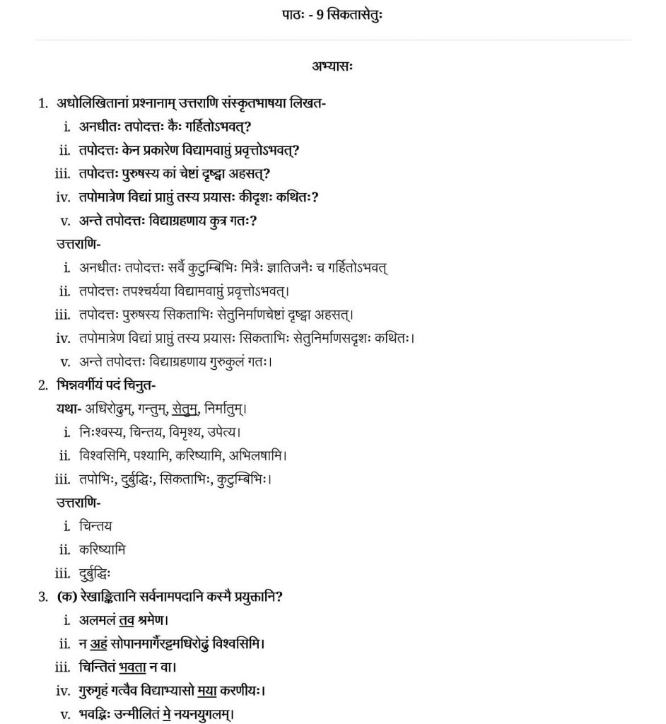 NCERT Solutions Class 9 Sanskrit Shemushi Sikatasetu