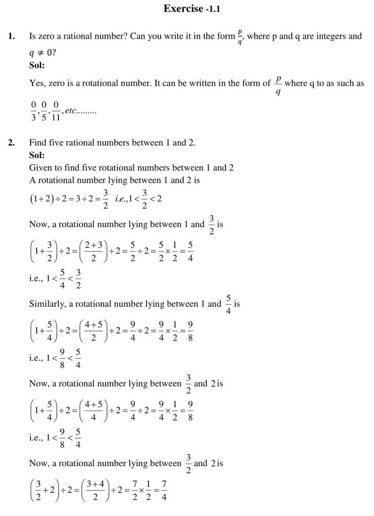 NCERT Solutions Class 9 Mathematics RD Sharma Number system