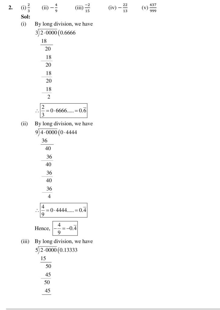 NCERT Solutions Class 9 Mathematics RD Sharma Number system