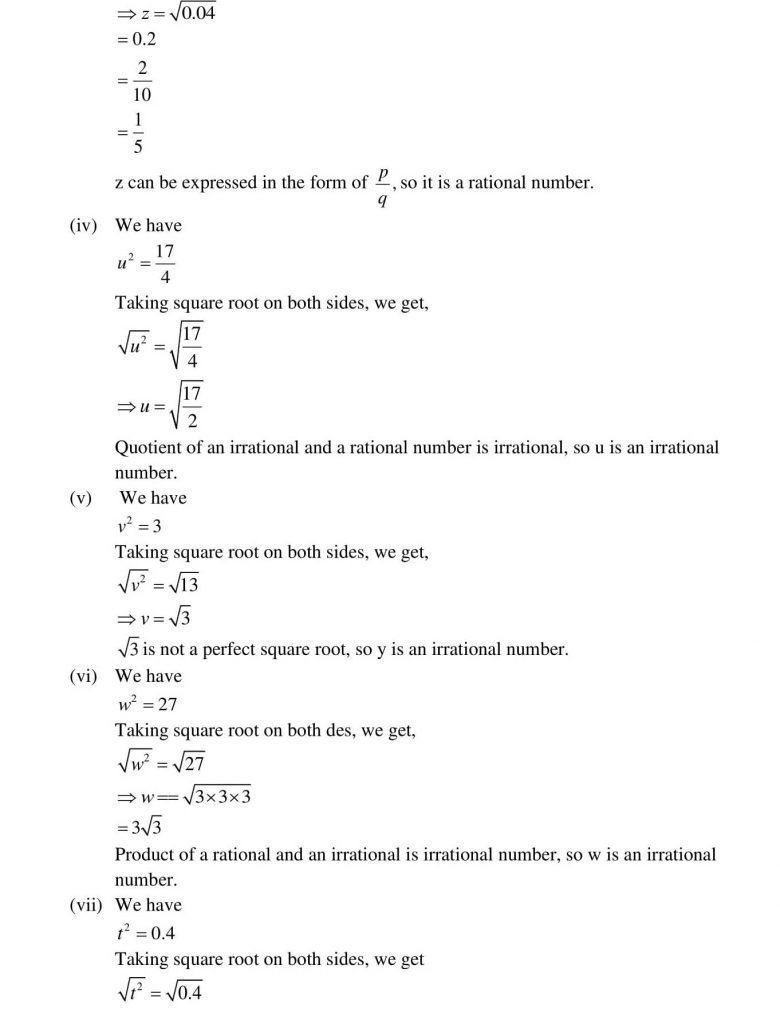 NCERT Solutions Class 9 Mathematics RD Sharma Number system