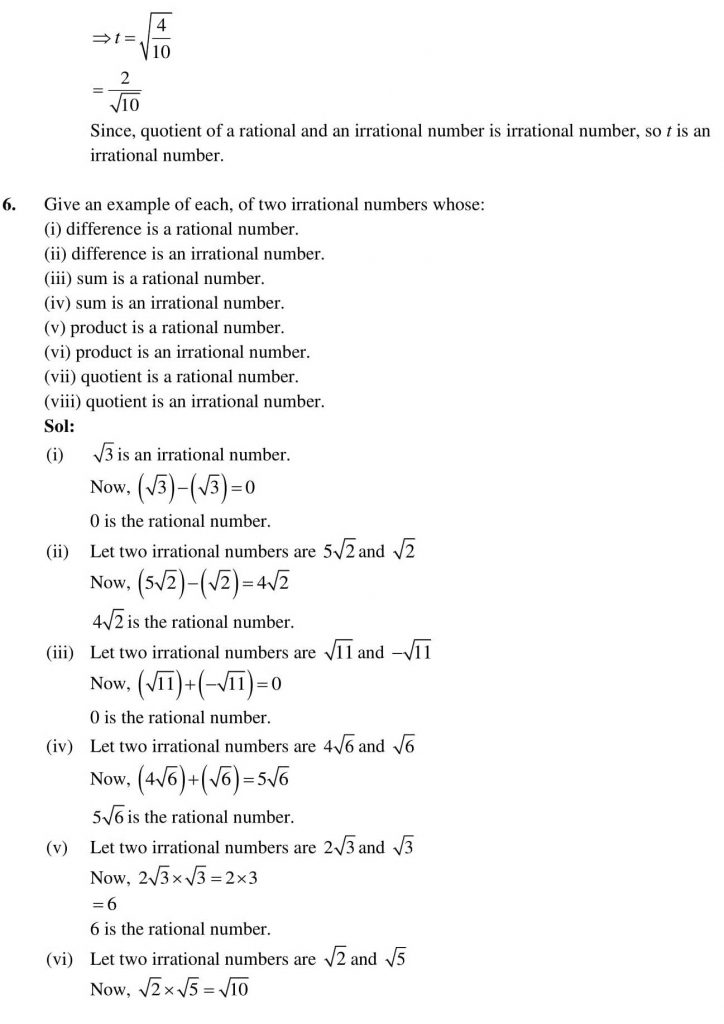 NCERT Solutions Class 9 Mathematics RD Sharma Number system