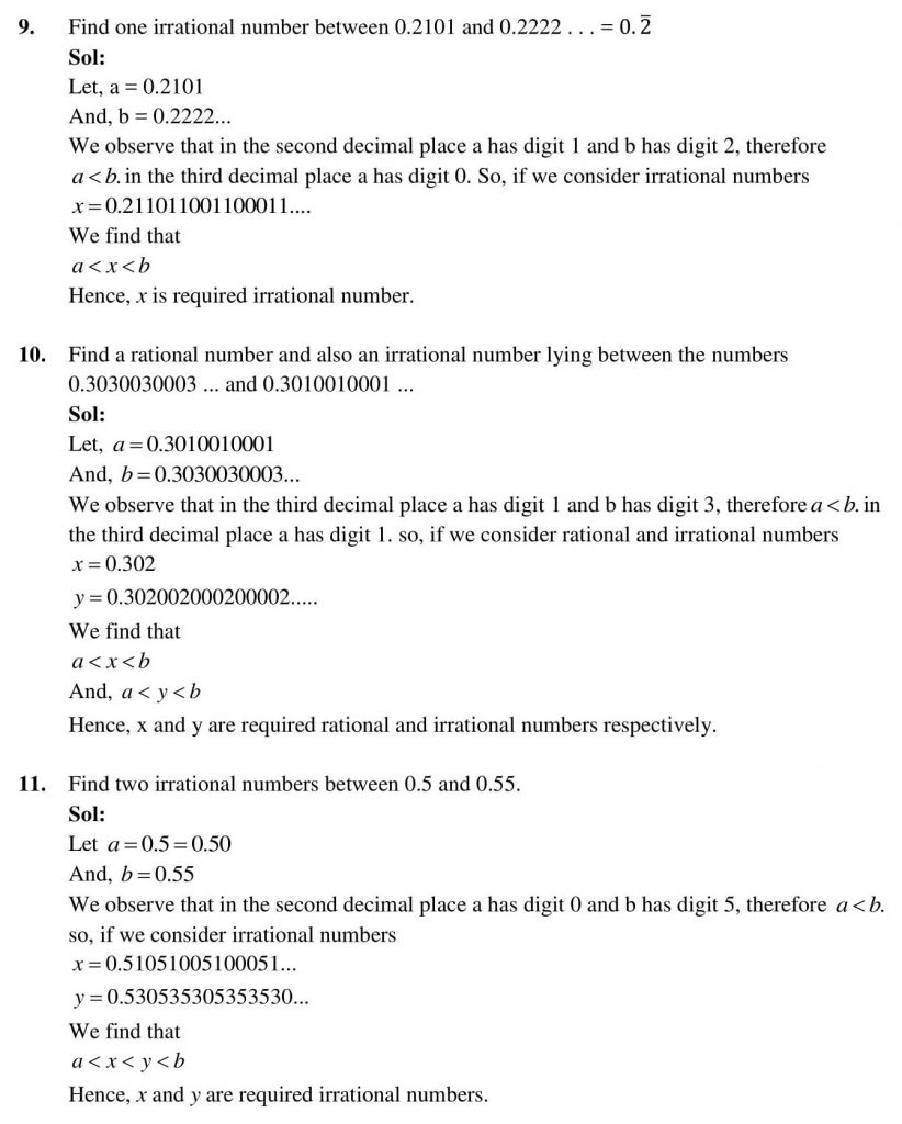 NCERT Solutions Class 9 Mathematics RD Sharma Number system