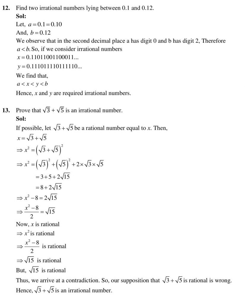 Ncert Solutions Class 9 Mathematics Rd Sharma Number Systems Exercise 1 