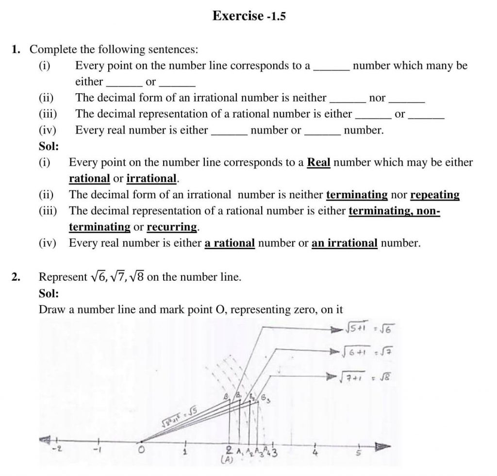 NCERT Solutions Class 9 Mathematics RD Sharma Number system