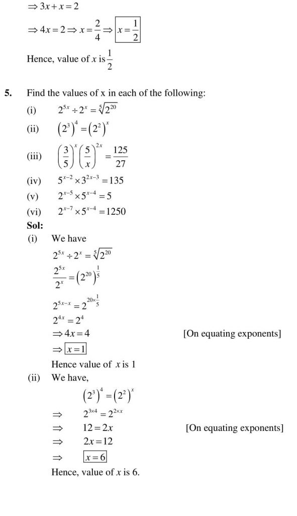 NCERT Solutions Class 9 Mathematics RD Sharma Exponents of Real Numbers
