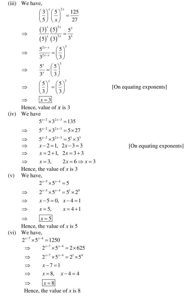 NCERT Solutions Class 9 Mathematics RD Sharma Exponents of Real Numbers