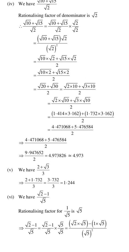 NCERT Solutions Class 9 Mathematics RD Sharma Rationalisation