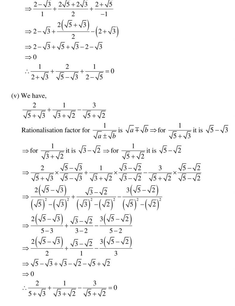 NCERT Solutions Class 9 Mathematics RD Sharma Rationalisation