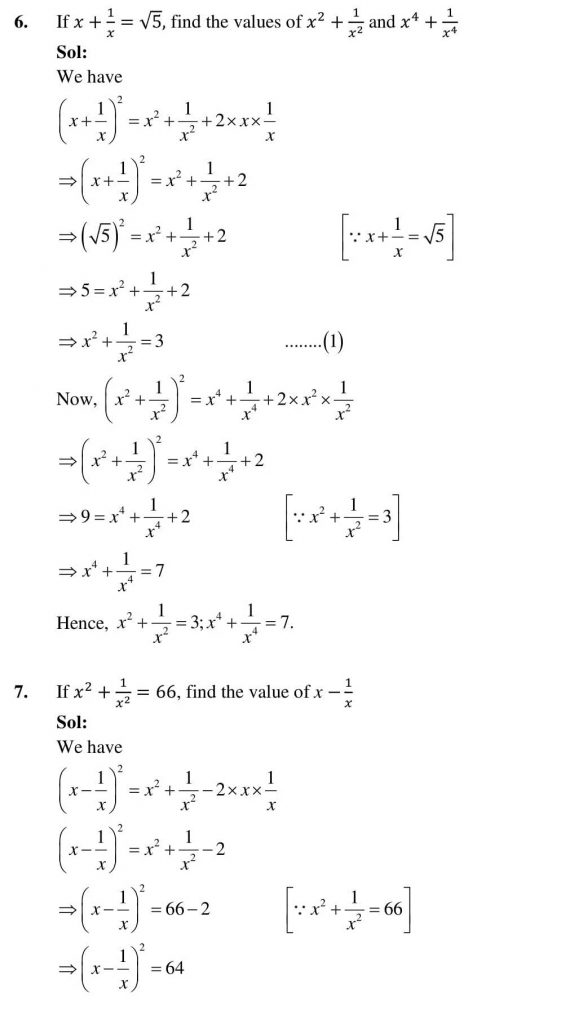 NCERT Solutions Class 9 Mathematics RD Sharma Algebraic Identities