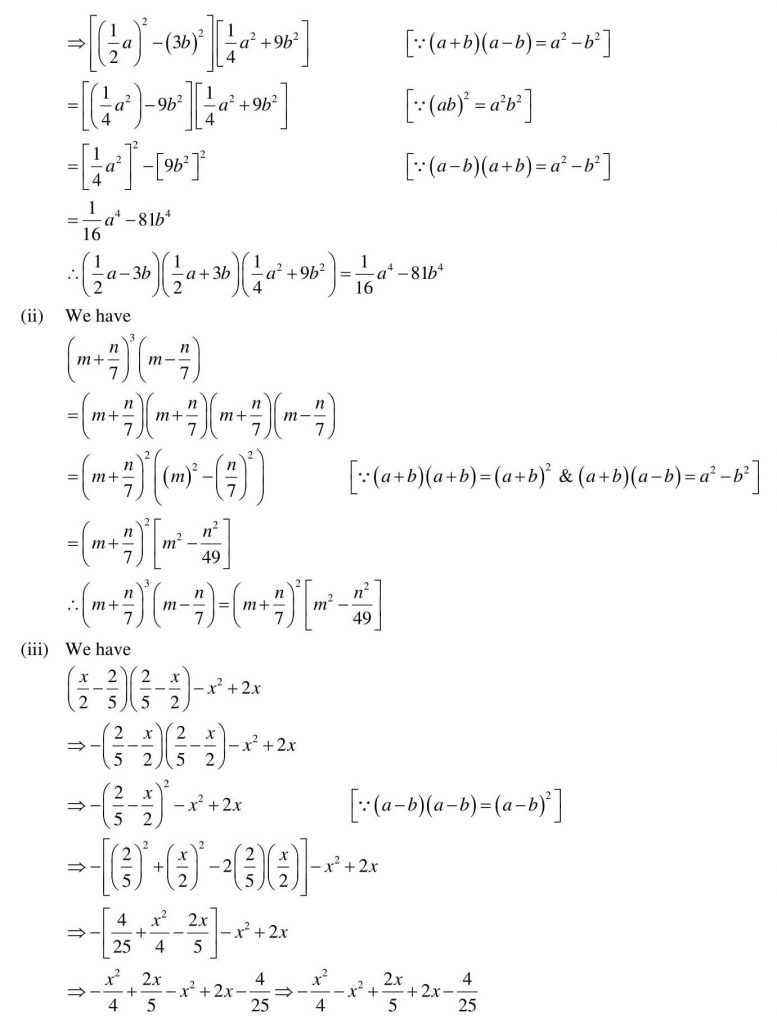 NCERT Solutions Class 9 Mathematics RD Sharma Algebraic Identities