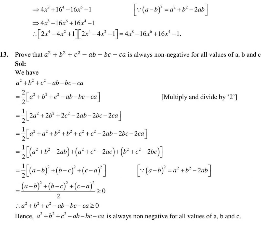 NCERT Solutions Class 9 Mathematics RD Sharma Algebraic Identities