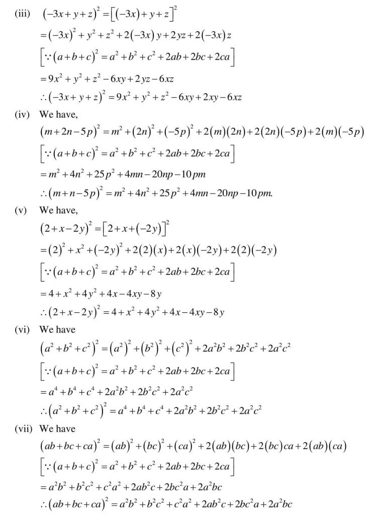 NCERT Solutions Class 9 Mathematics RD Sharma Algebraic Identities