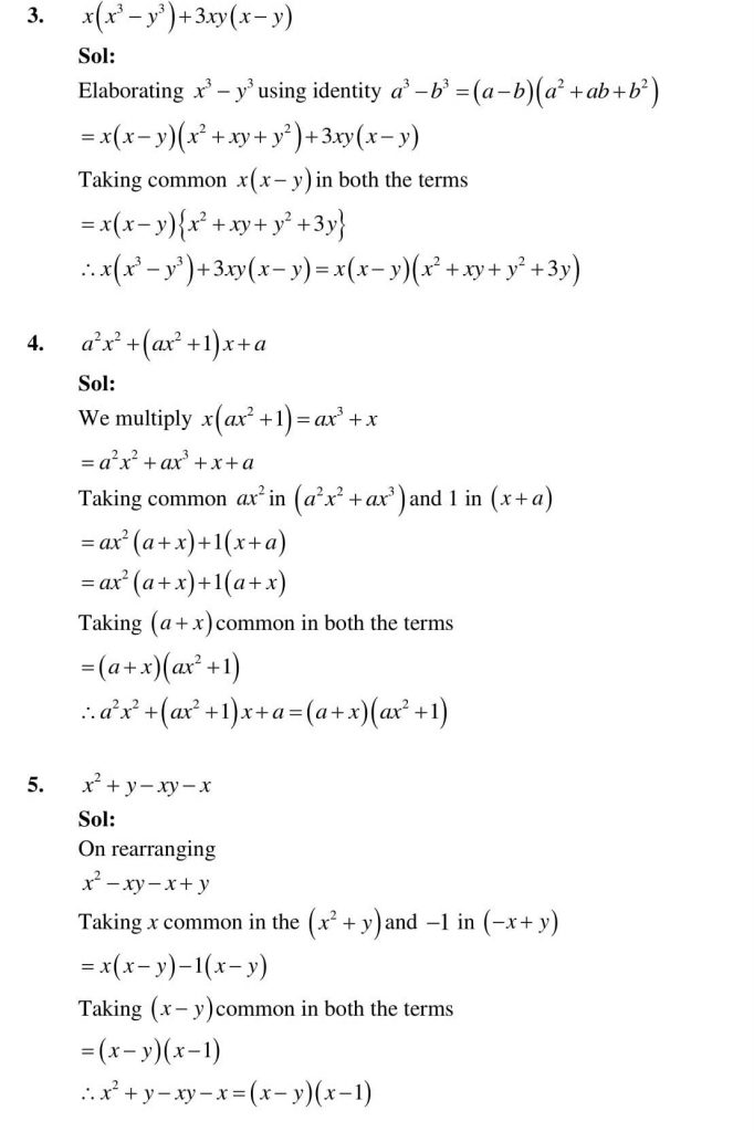 NCERT Solutions Class 9 Mathematics RD Sharma Factorisation of Algebraic Expressions