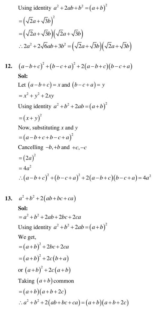 NCERT Solutions Class 9 Mathematics RD Sharma Factorisation of Algebraic Expressions