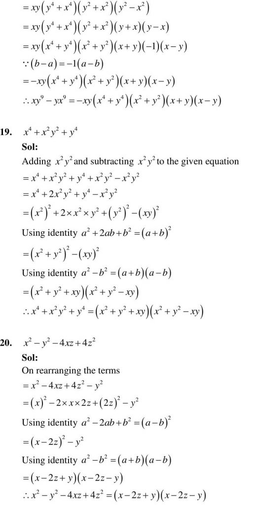 NCERT Solutions Class 9 Mathematics RD Sharma Factorisation of Algebraic Expressions