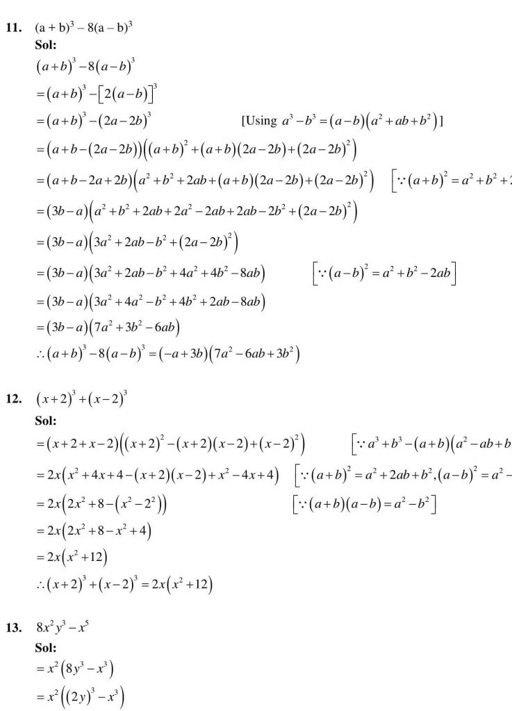 NCERT Solutions Class 9 Mathematics RD Sharma Factorisation of Algebraic Expressions