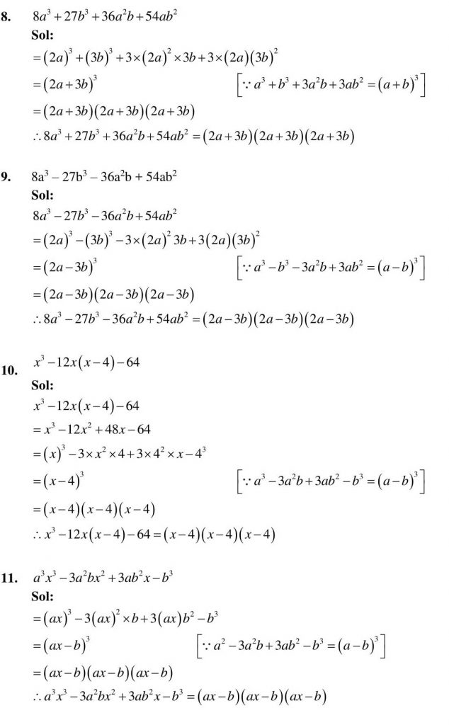 NCERT Solutions Class 9 Mathematics RD Sharma Factorisation of Algebraic Expressions