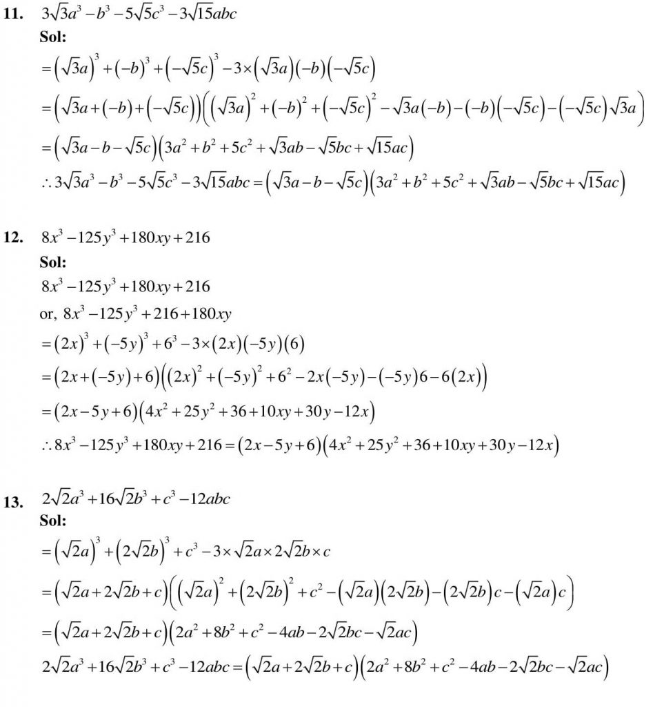 NCERT Solutions Class 9 Mathematics RD Sharma Factorisation of Algebraic Expressions