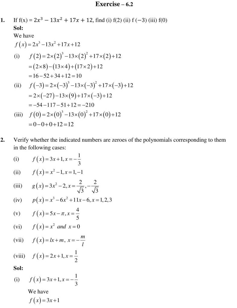 NCERT Solutions Class 9 Mathematics RD Sharma Factorisation of Polynomials