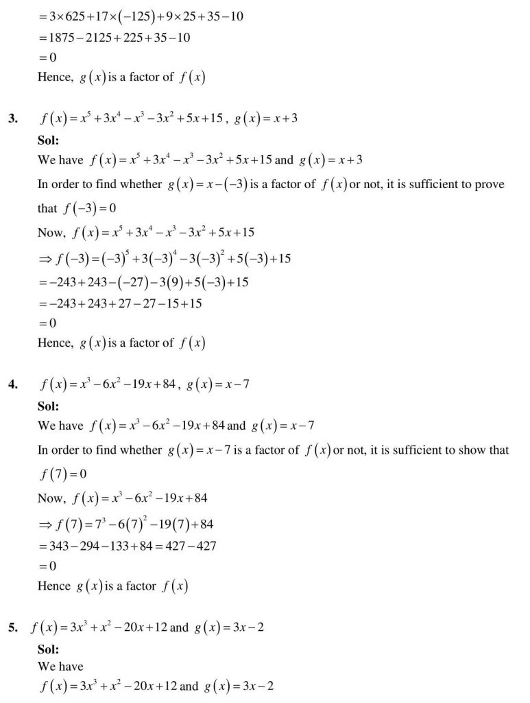 NCERT Solutions Class 9 Mathematics RD Sharma Factorisation of Polynomials