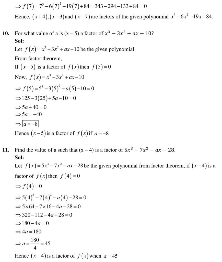 NCERT Solutions Class 9 Mathematics RD Sharma Factorisation of Polynomials