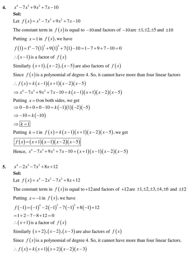NCERT Solutions Class 9 Mathematics RD Sharma Factorisation of Polynomials