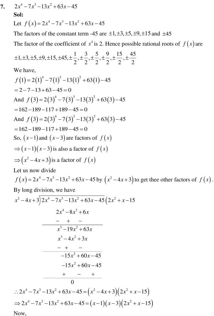 NCERT Solutions Class 9 Mathematics RD Sharma Factorisation of Polynomials