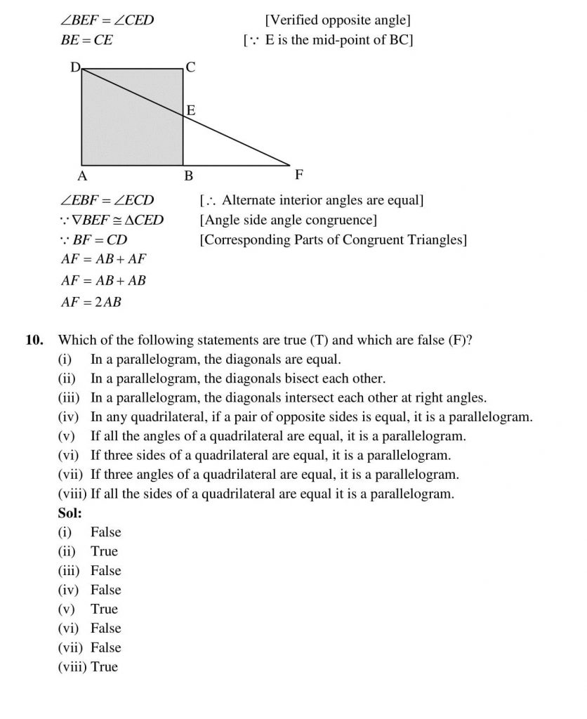 NCERT Solutions Class 9 Mathematics RD Sharma Areas of Parallelograms and Triangles