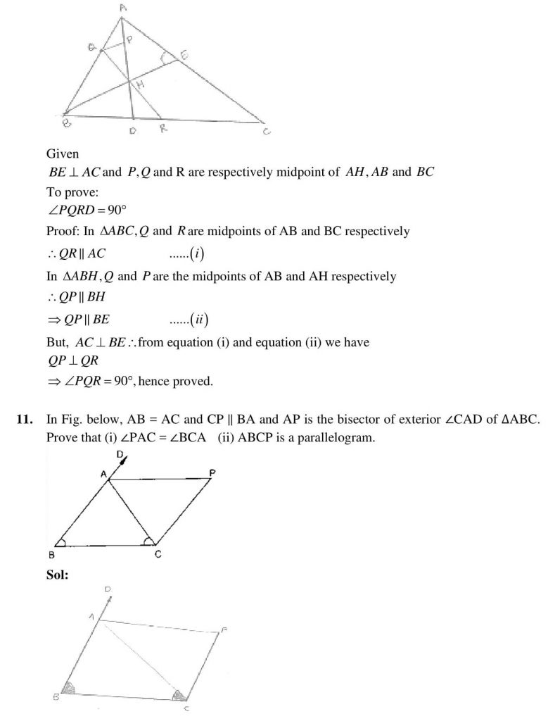 NCERT Solutions Class 9 Mathematics RD Sharma Areas of Parallelograms and Triangles