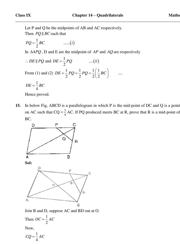 NCERT Solutions Class 9 Mathematics RD Sharma Areas of Parallelograms and Triangles